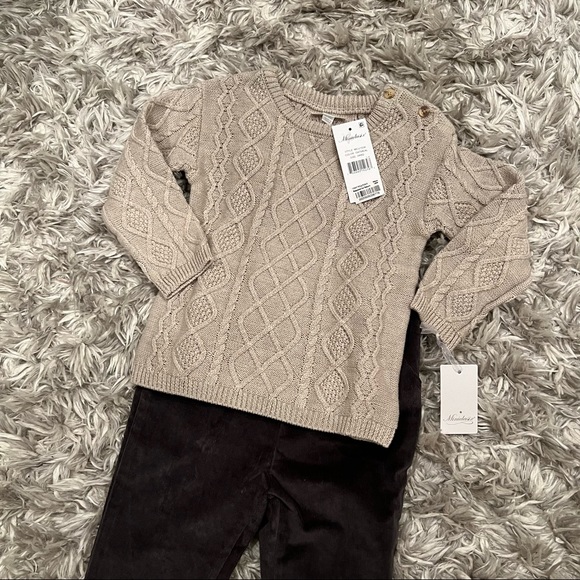 Miniclasix Boys' Cable Knit Sweater & Corduroy Pants Set - Baby - Picture 4 of 9